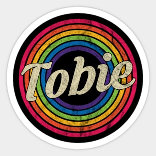 Tobie - Retro Rainbow Faded-Style Sticker